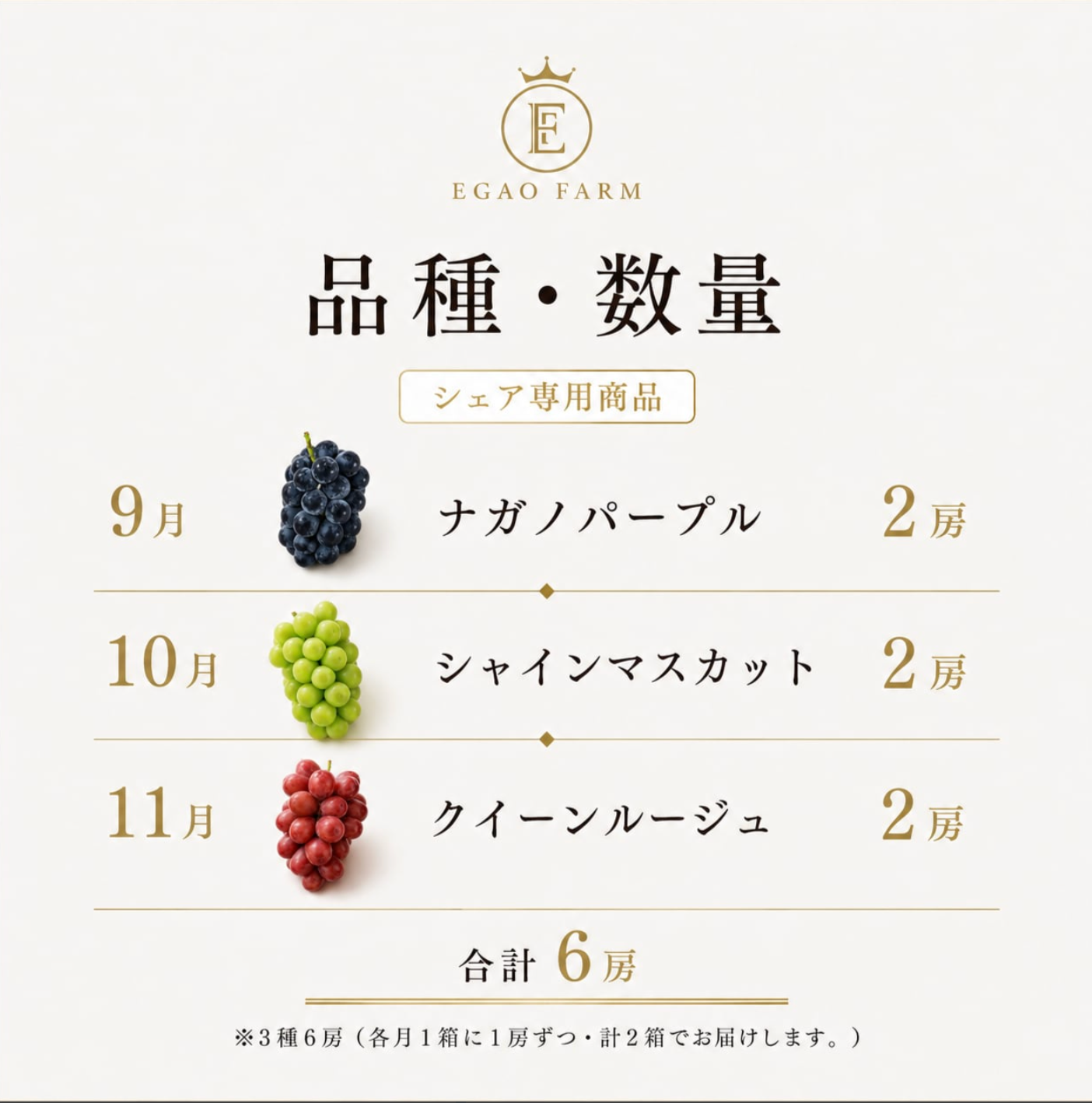【1箱に2房】「旬のプレミアムぶどう3種類セット・定期便」